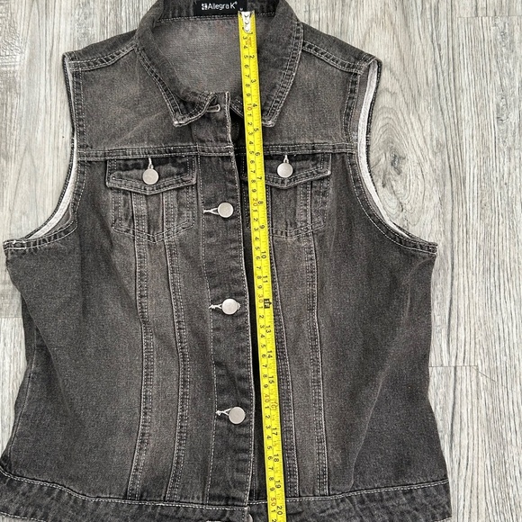 Allegra Black Denim Button Up Vest Sz M - Picture 8 of 9